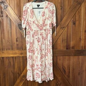 NEW Torrid Midi Swiss Linen Surplice Dress Paisley Black 00